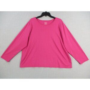 L.L. Bean Womens 3X Pink Long Sleeve Supima Cotton Shirt Made In Peru